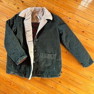 Northern Reflections Dark Green Corduroy Jacket with Light Tan Collar